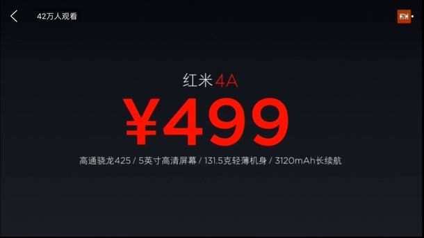 Xiaomi Redmi 4A officially released for just $74