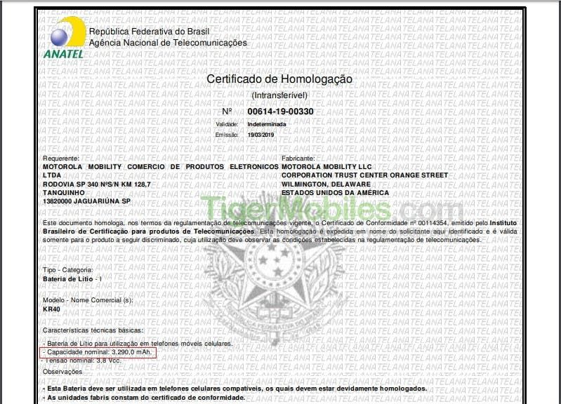 ANATEL certification reveals the Motorola One Vision will get a 3500mAh battery