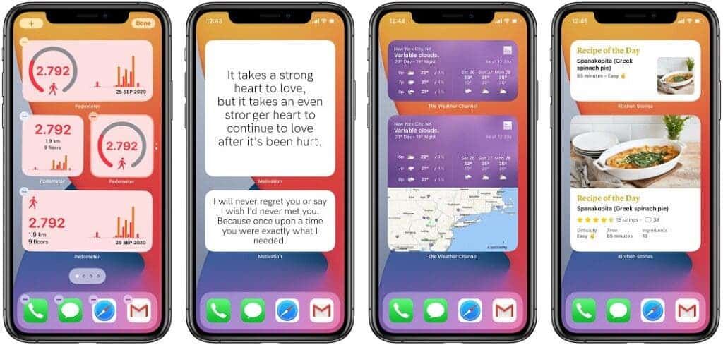 How to re-arrange the iPhone desktop widgets - beautiful and practical