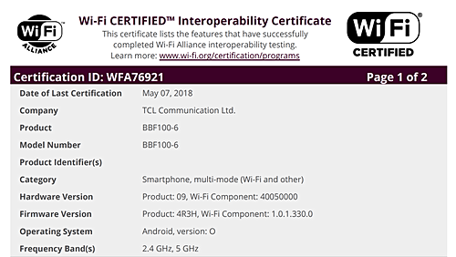 Blackberry Key2 certified by Wi-Fi Alliance and the Bluetooth SIG