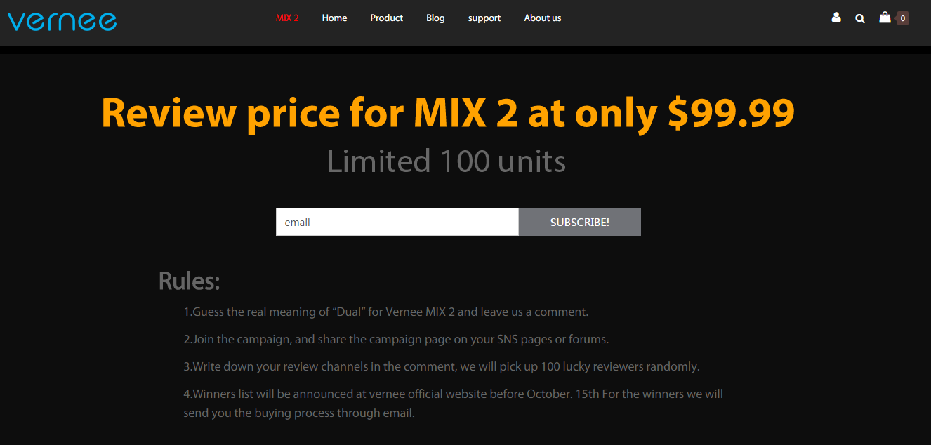 Get the Tri-Bezel-Less Vernee MIX 2 for just $99.99 on Vernee's Official Website