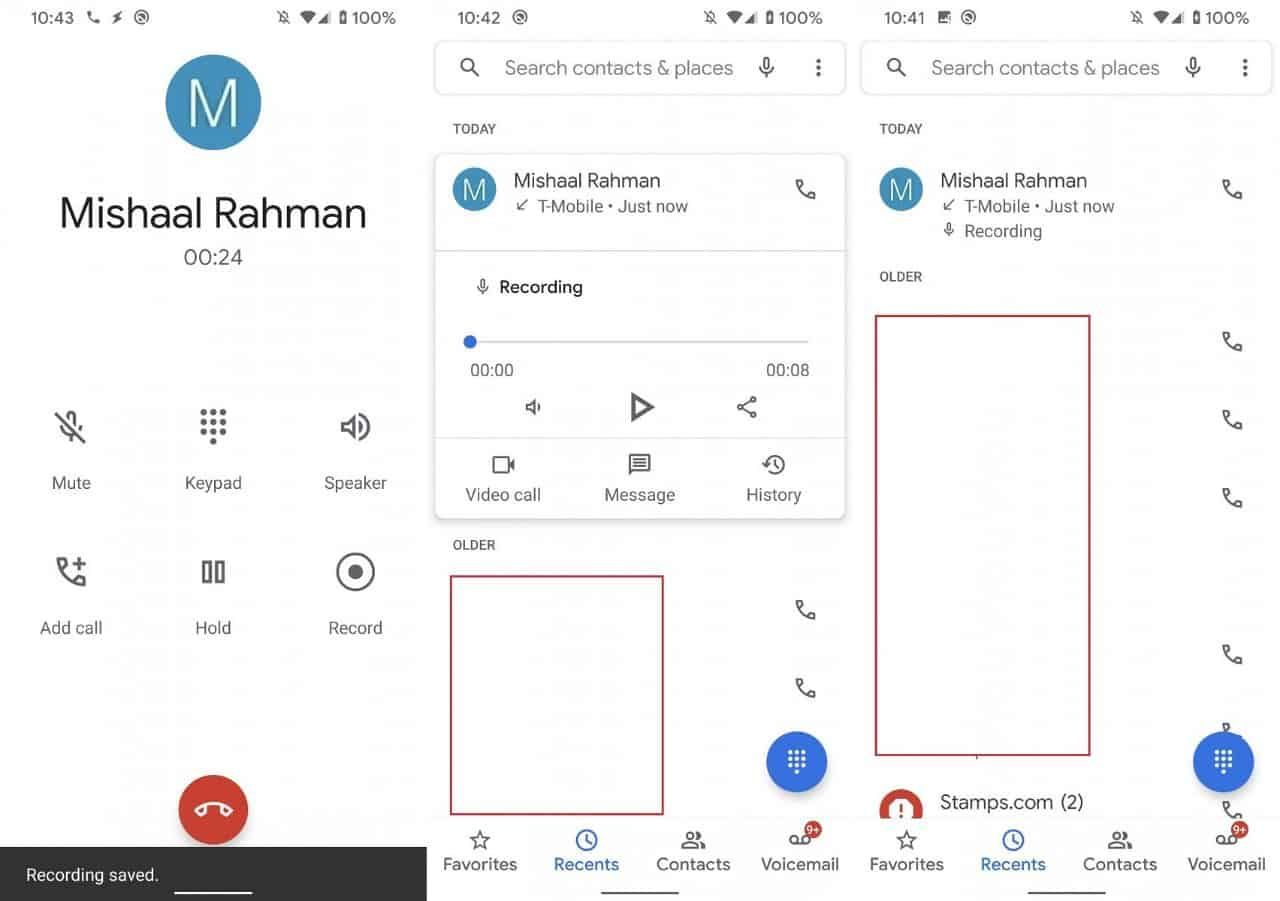 This is how call recording works in Google phone application
