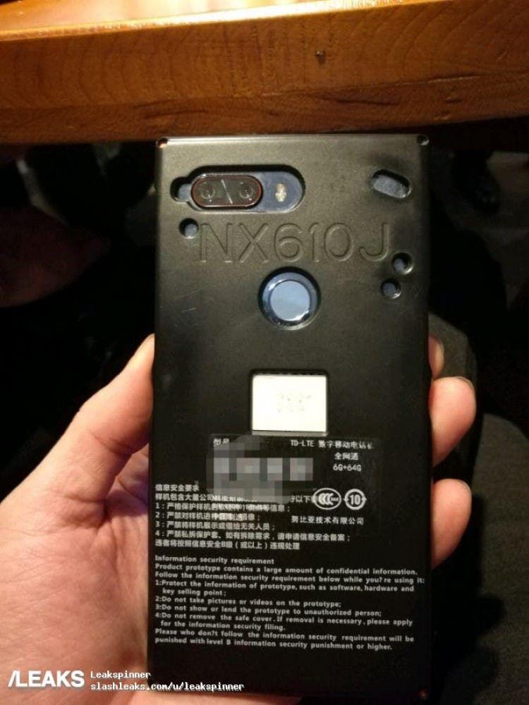 Alleged Nubia Z19 aka NX6910J Prototype Unit Leaks