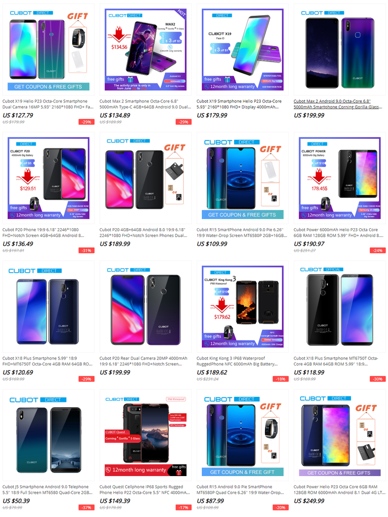Super discounts at CUBOT's Aliexpress store for a Fan Festival