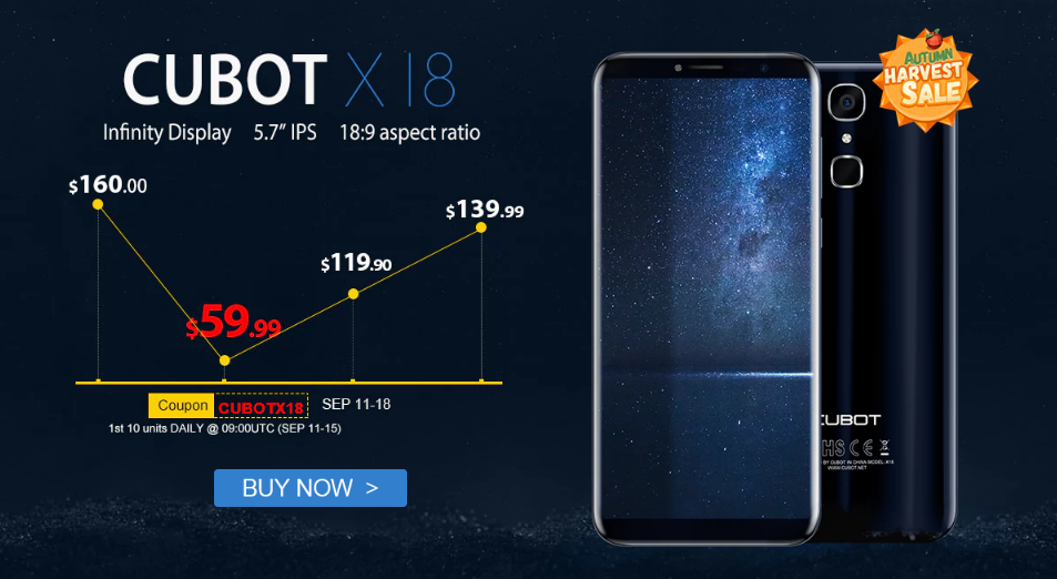 Cubot X18 with 5.7-inch 18:9 Display Presales Kick Off