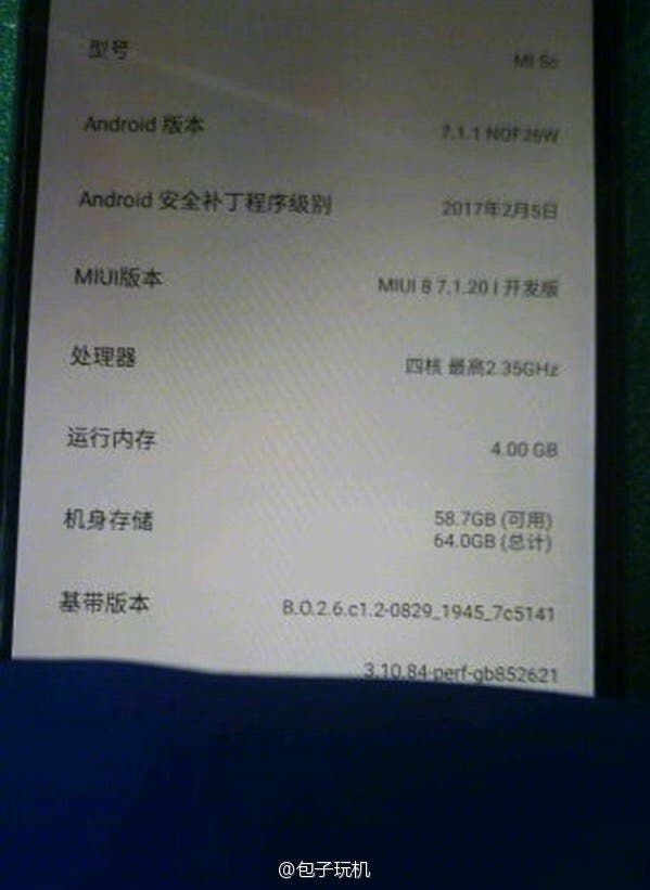 Xiaomi Mi5C Screenshot Show Snapdragon SoC?