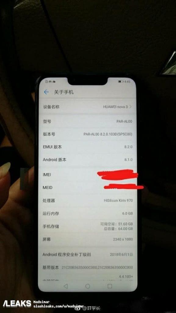 Huawei Nova 3 Leaks in Hands-On Images