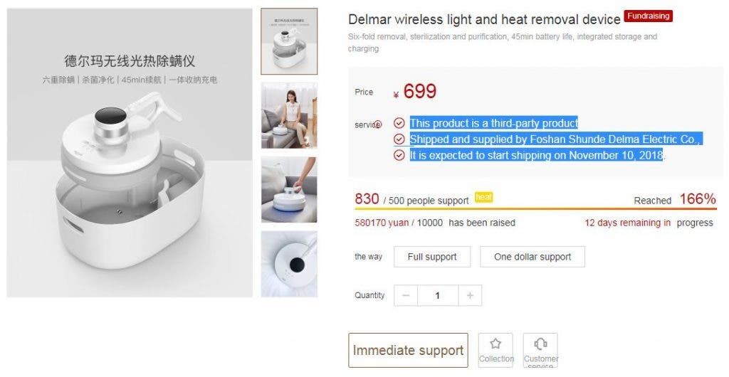 Xiaomi crowdfunds the Delmar wireless moist remover for 699 Yuan ($101)