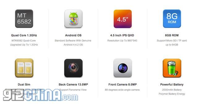 DOOGEE DG800 Valencia: quad-core, rear touch, 13MP, Android 4.4 and $120 price tag!