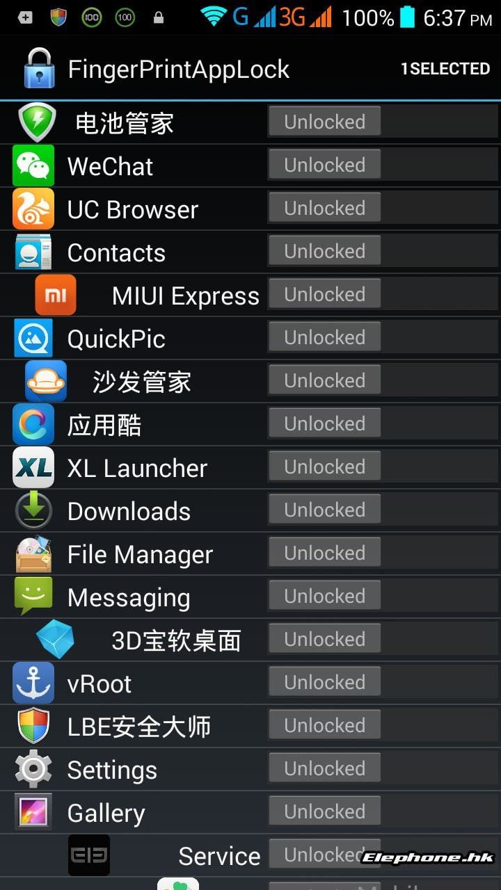Elephone P2000 fingerprint scanner can be used to lock apps