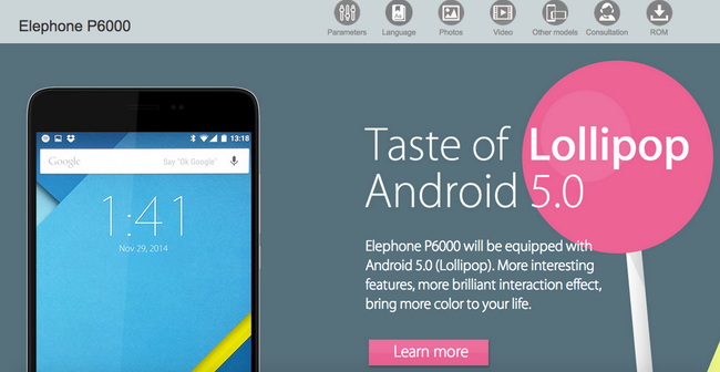 Android 5.0 NOT shipping on Elephone P6000!