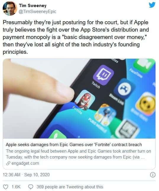 Epic Games CEO: Apple is becoming what it hates most 30 years ago