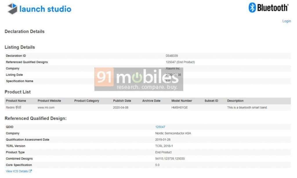 Xiaomi Redmi Band Gets Bluetooth Certification, Suggests Indian Launch Soon