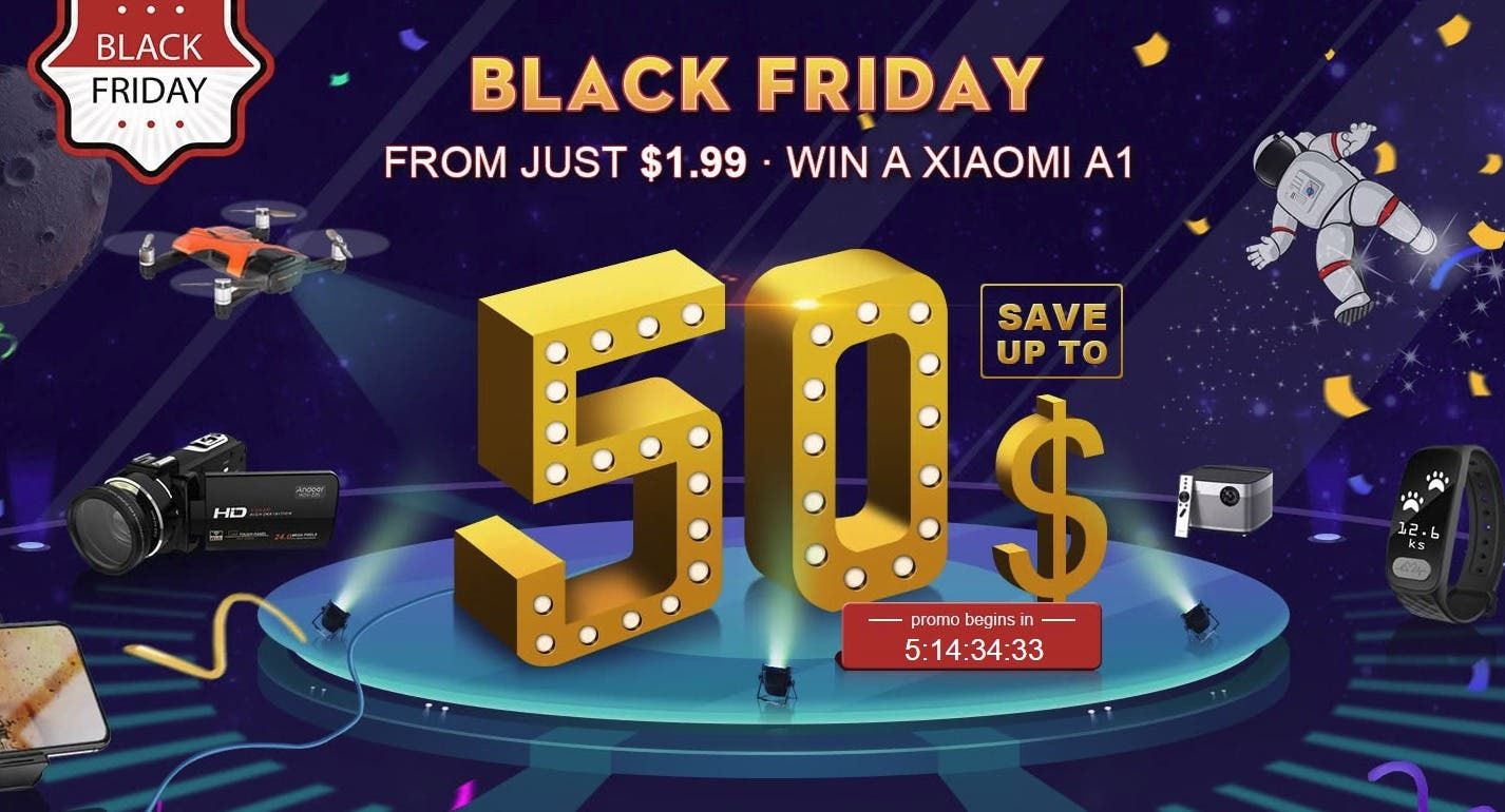 Tomtop Black Friday Promo Kicks Off - Up to $50 Off & Win a Xiaomi Mi A1