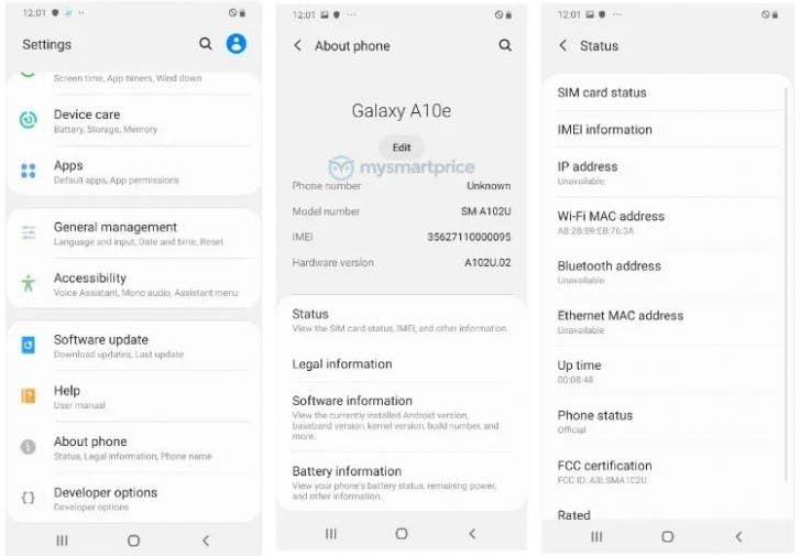 Samsung Galaxy A10e gets FCC certified