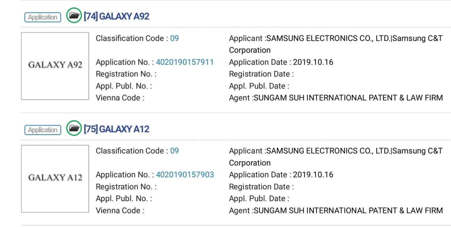 Galaxy A52, Galaxy A72, and more get trademarked in Korea