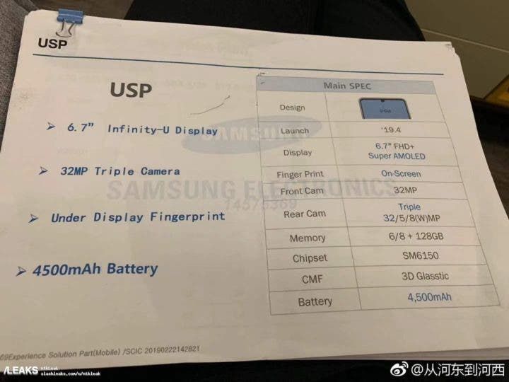 Galaxy A60 details surface, hints at a tri-camera setup with a 32MP main sensor