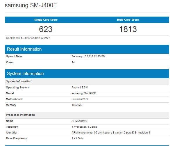 Alleged Samsung Galaxy J4 spotted on Geekbench with Exynos 7570 SoC, 2GB RAM