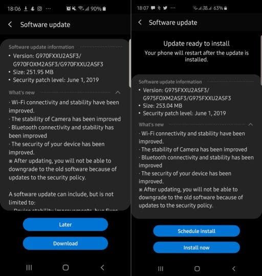 Galaxy S10 gets vibration feedback for navigation gestures and June patches