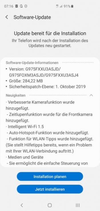 Samsung Galaxy S10 update brings slow-motion selfie video recording