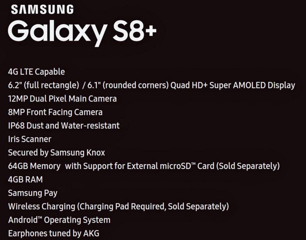 Samsung Galaxy S8+ specs leak by Evan Blass (again)