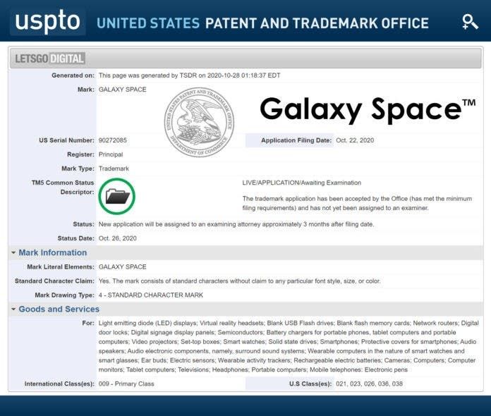 Galaxy Space trademarked by Samsung, perhaps for a VR headset