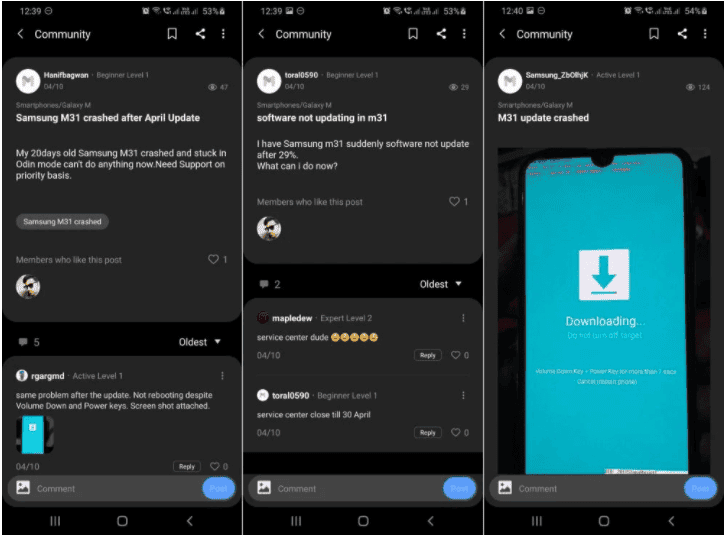 Galaxy M31 getting bricked after April 2020 security update
