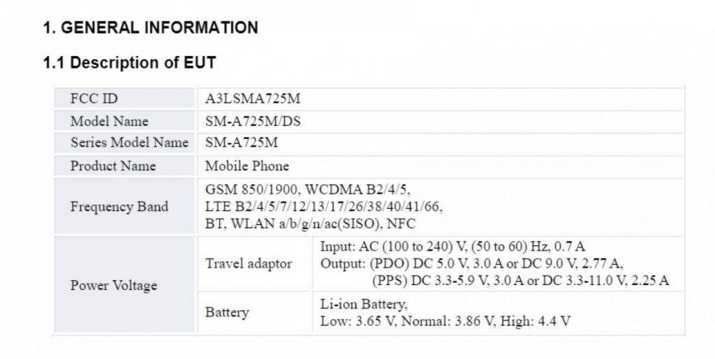 Galaxy A72 4G passes by FCC certification with 25W charging