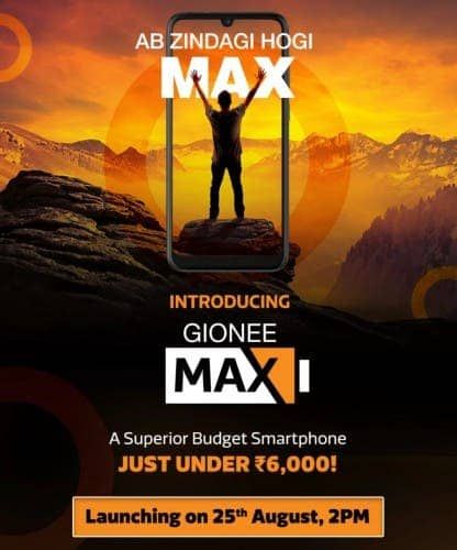 Gionee Max arriving on August 25 in India