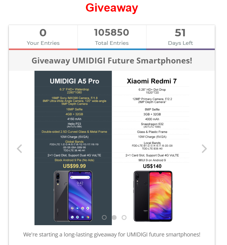 UMIDIGI's long term giveaway promo is in full swing