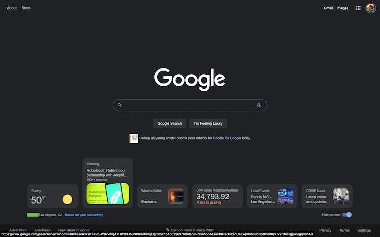 Google search engine homepage will be filled with widgets