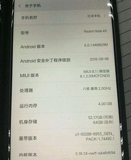 Leaked photo of the Xiaomi Redmi Note 4X confirms specs