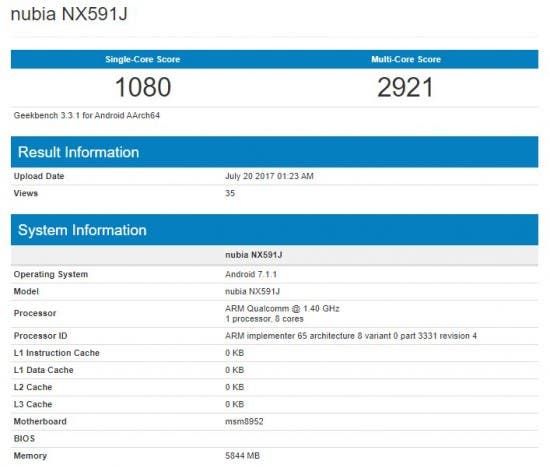 Mystery Nubia device hits Geekbench, could be Z17 mini?
