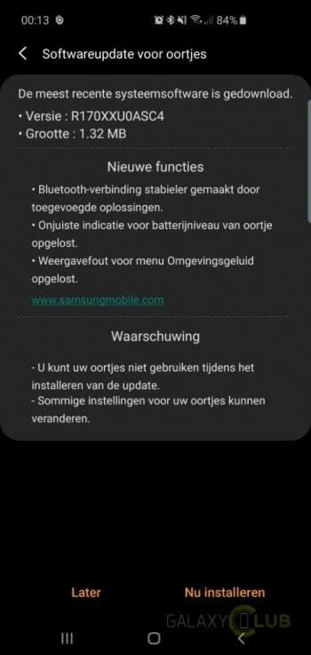 Samsung released the first software update for Galaxy Buds
