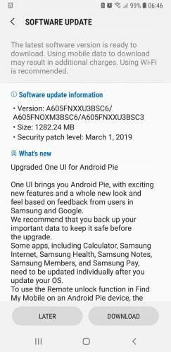 Samsung releases Android Pie update for Galaxy A6+ (2018)