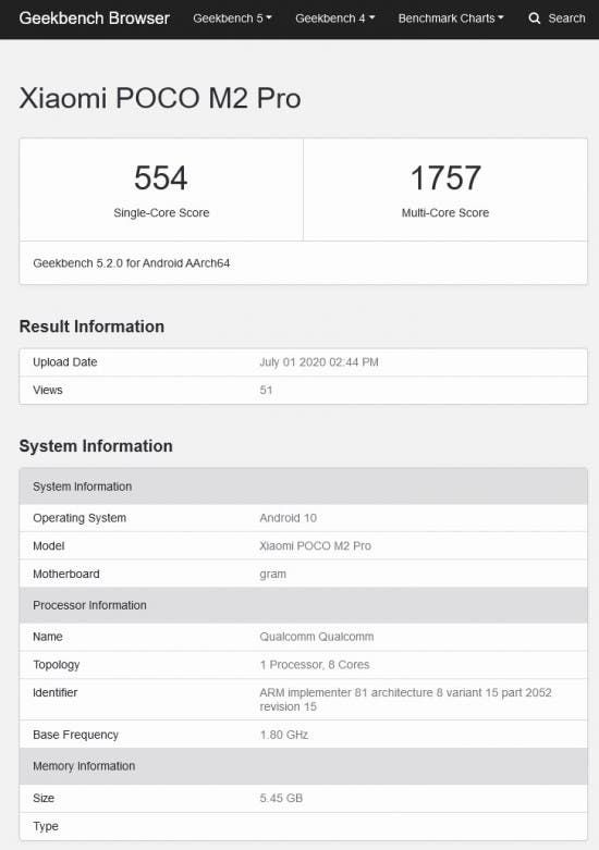 Poco M2 Pro surfaces on GeekBench ahead of the offical launch in India