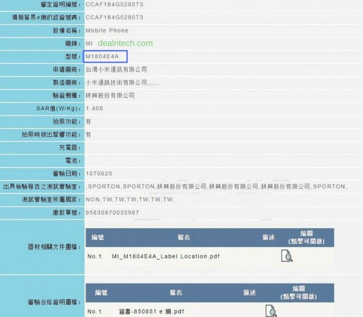 Xiaomi Mi Max 3 Pro Gets NCC Certified