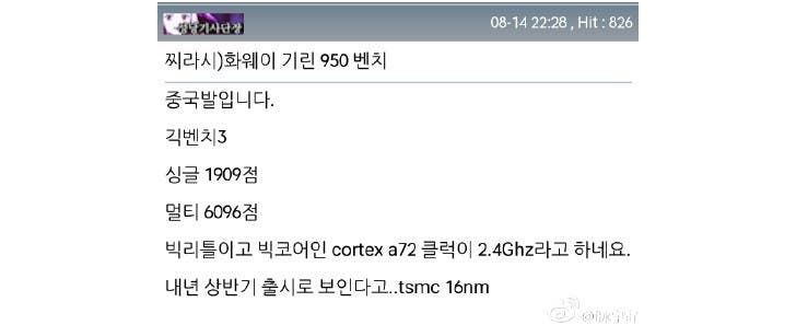 Kirin 950 reaches the top of Geekbench, and has its specs confirmed