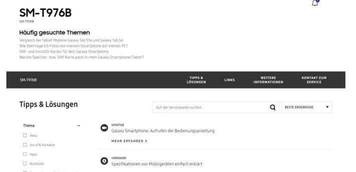 Samsung Galaxy Tab S7+ 5G listed on the German's Official Website