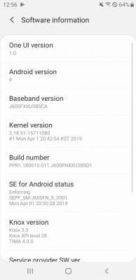 Samsung Galaxy J6 receive Android 9.0 Pie update