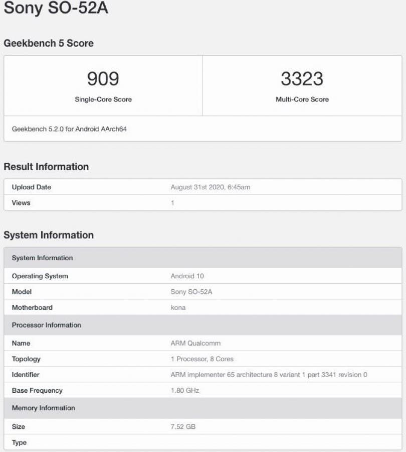 Sony Xperia 5 II: Press Images and GeekBench Score Leaked Online