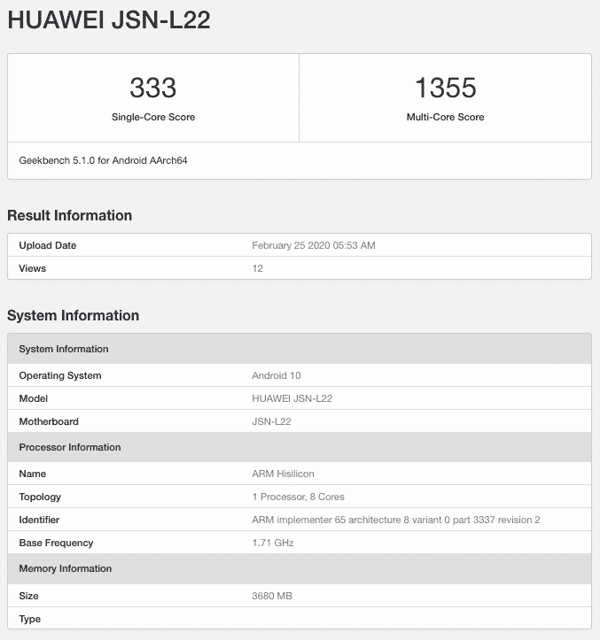 Honor 9X Lite Surfaces on GeekBench, Features 4GB RAM & Android 10