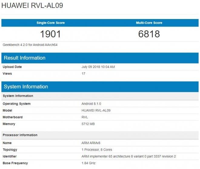 Alleged Honor Note 10 shows up on Geekbench