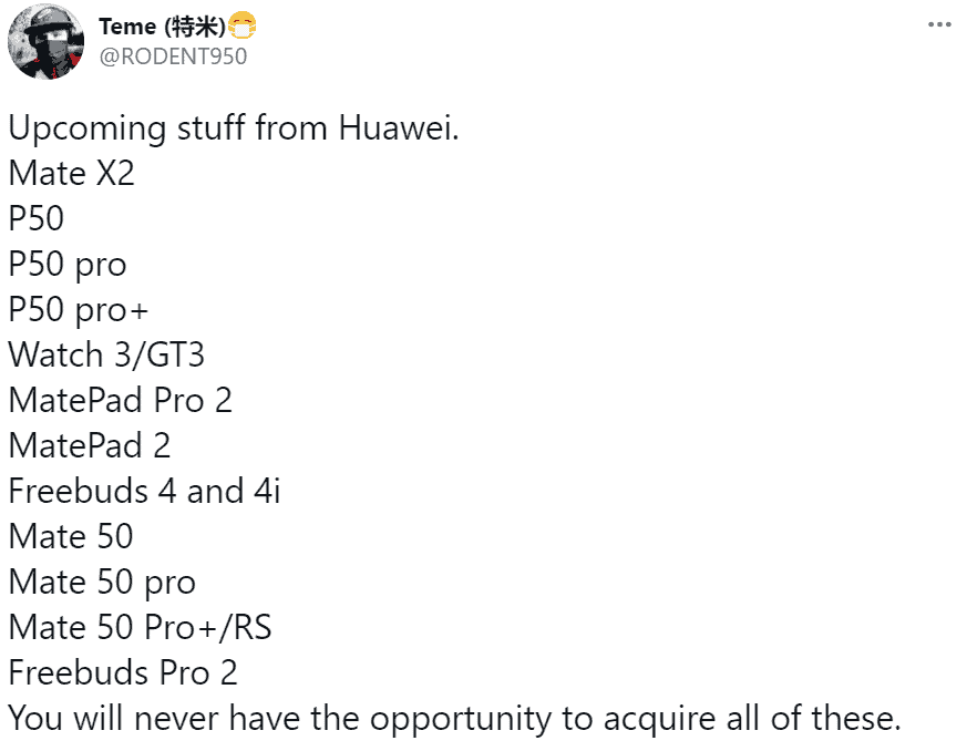 Here is a full list of Huawei devices to expect this year