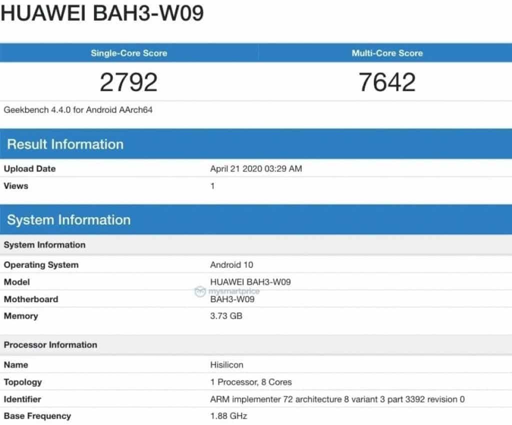 Huawei MatePad 5G version spotted, MatePad M6 Youth visits GeekBench