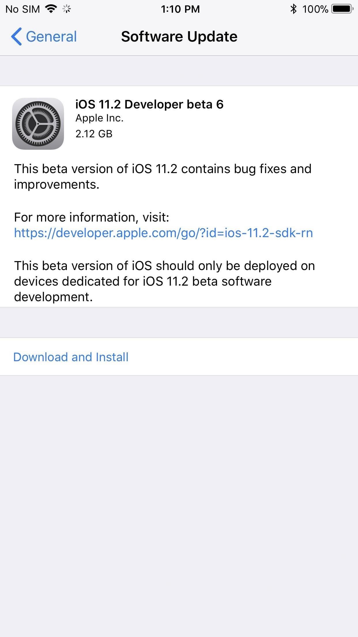 iOS 11.2 Beta 6 Released