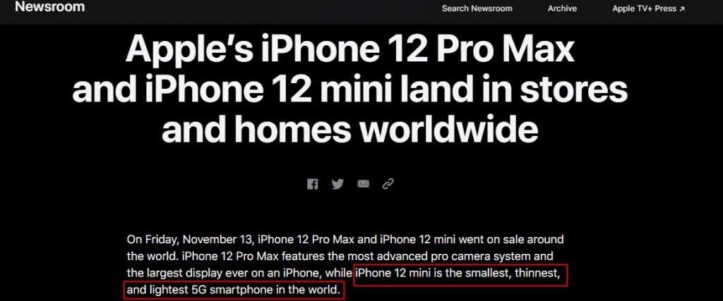 iPhone 12 Mini is the smallest, thinnest, and lightest 5G smartphone in the world