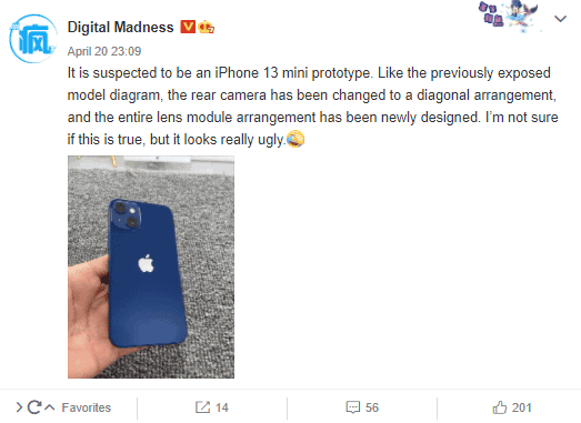 First look at the iPhone 13 mini real image - redesigned rear camera