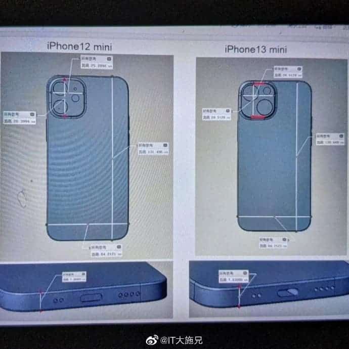High definition iPhone 13 mini CAD renders expose its camera design