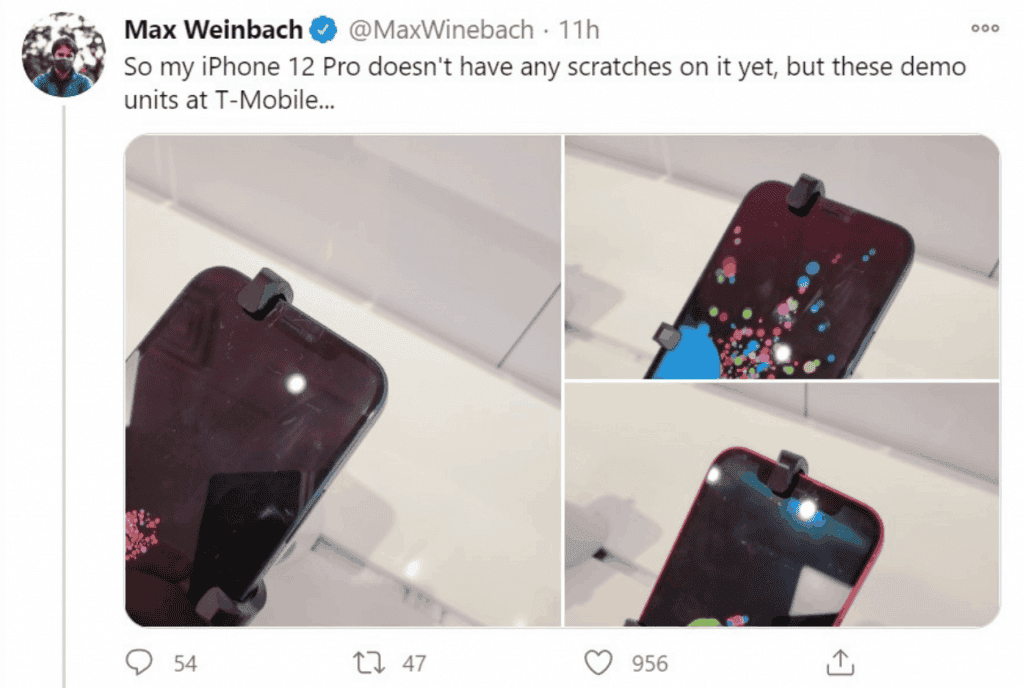Some users report scratches on the Apple iPhone 12 screen